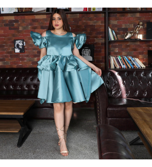 Royal Blue Ruffle Taffeta Mini dress