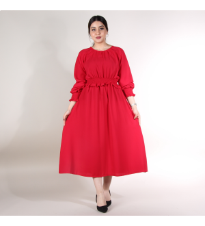 Ruffle Midi Dress in Crepe